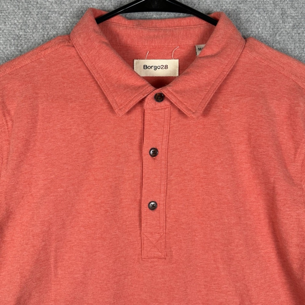 Borgo 28 Polo Shirt Mens Medium Orange Casual Preppy Stretch Golf